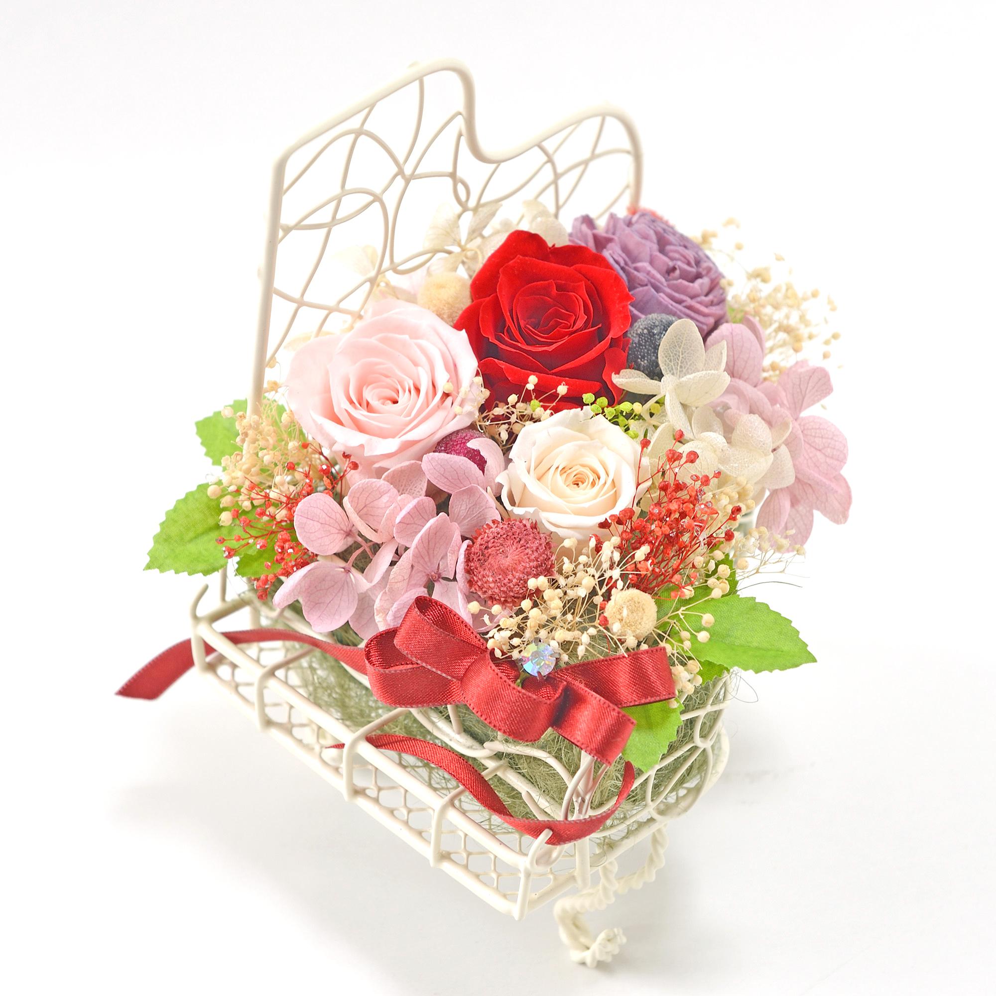 音楽好きの方へ ホワイトピアノ フラワーアレンジ 【ピンク&レッド】【オーダー品】