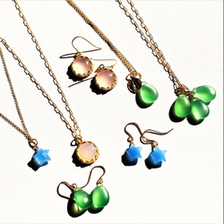 [耳環有售/數量有限] 凱莉綠、亮綠縟瑪瑙、梨形、14KGF 鉤形耳環 第10張的照片