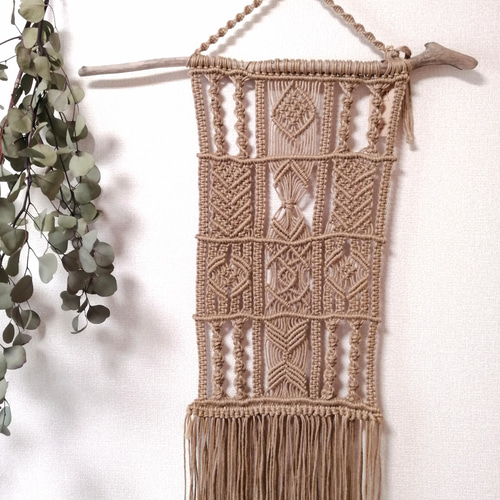 麻紐 大型 流木マクラメタペストリー[一点物] タペストリー・壁掛け