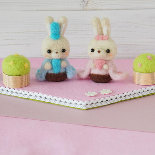 ウサギさんのおひなさま✾羊毛フェルト雑貨✾ その他インテリア雑貨  