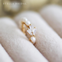 Stella Bridal＊ベビーパールとキュービックジルコニアモチーフのイヤーカフ 2枚目の画像