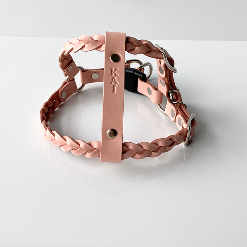 犬【本革】リード＆ハーネス2点SET❗️犬用サーモンピンク【本革】