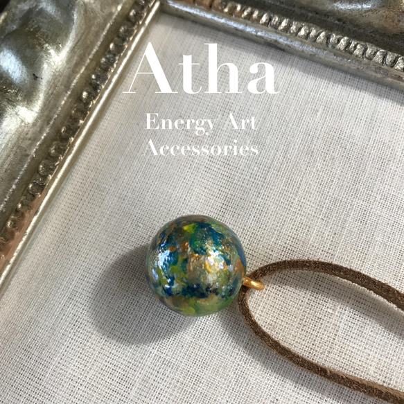 Atha（アタ）世界に一つだけのエナジーアートのネックレス（丸型）オーダーメイド　水琴鈴　オルゴールボール　お守り 3枚目の画像