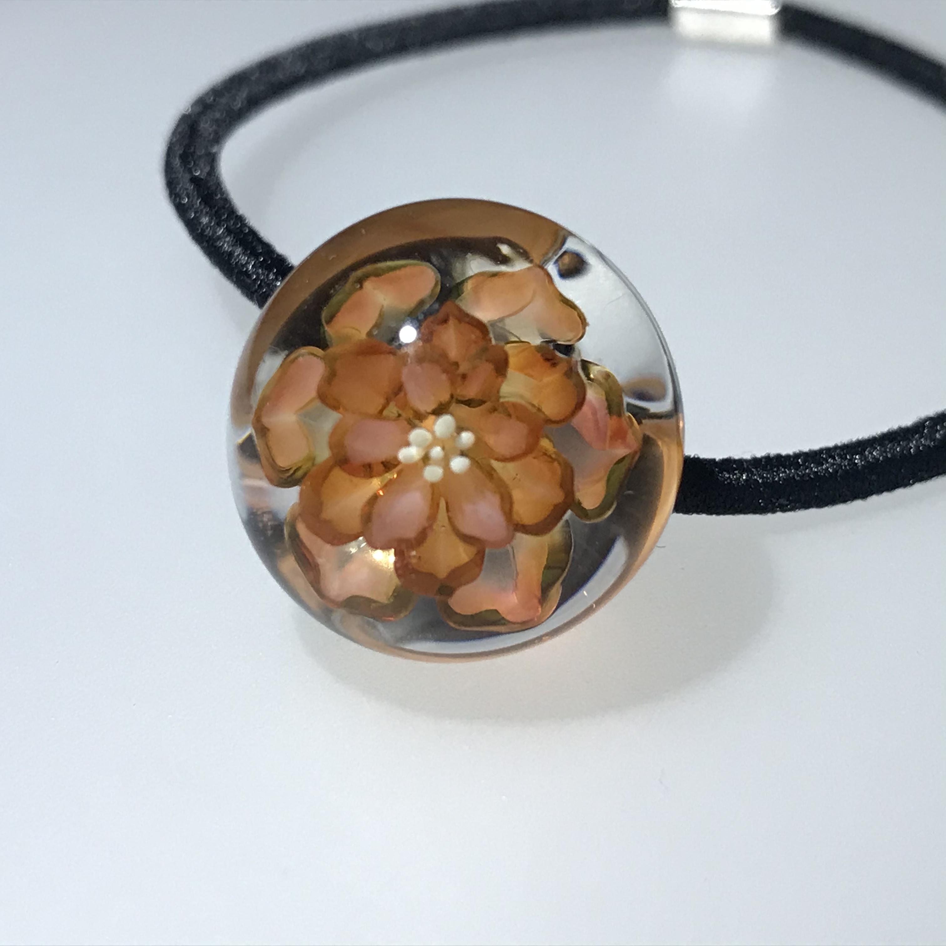 お花のヘアゴム　オレンジ