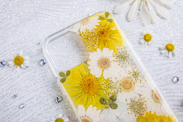 全機種対応iPhone13 Xperia Galaxy マホケース 押し花ケース 人気 押し花 ❀ケース 花束 花物語 3枚目の画像