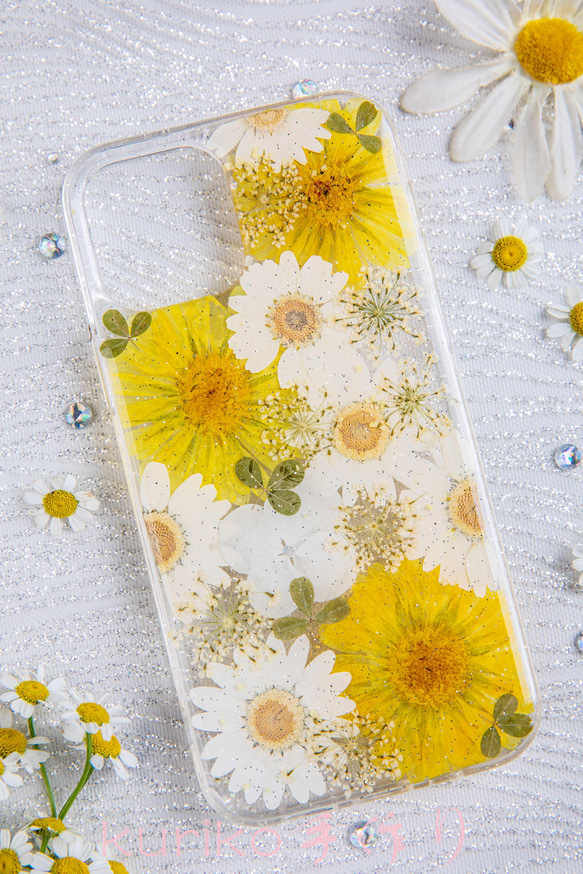 全機種対応iPhone13 Xperia Galaxy マホケース 押し花ケース 人気 押し花 ❀ケース 花束 花物語 4枚目の画像