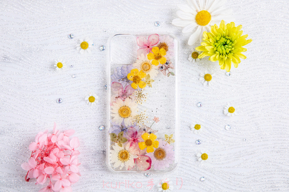 全機種対応iPhone13 Xperia Galaxy マホケース 押し花ケース 人気 押し花 ❀ケース 花束 花物語 4枚目の画像