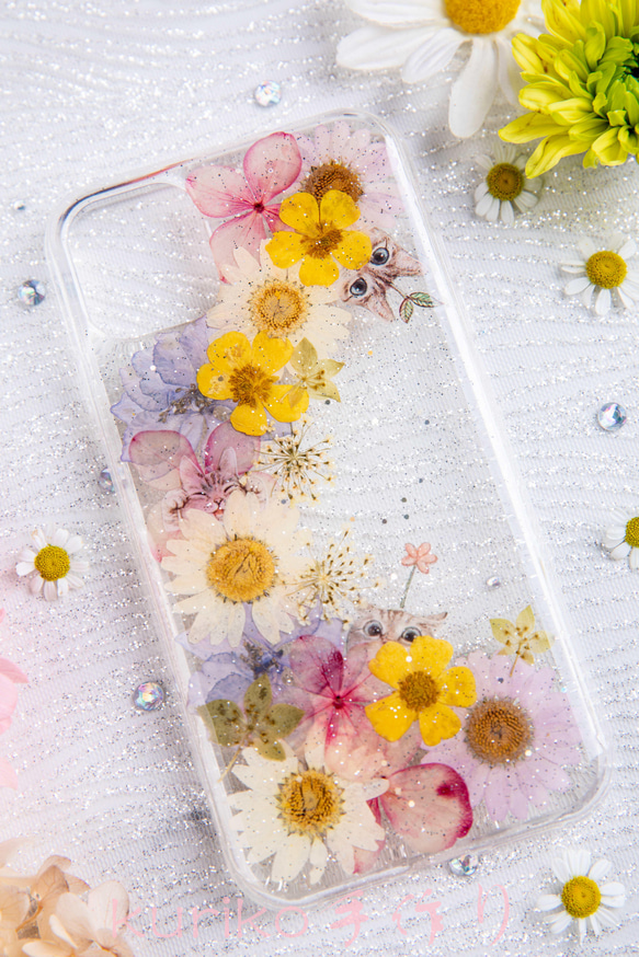 全機種対応iPhone13 Xperia Galaxy マホケース 押し花ケース 人気 押し花 ❀ケース 花束 花物語 2枚目の画像