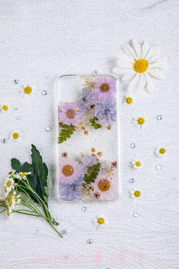 全機種対応iPhone Xperia Galaxy マホケース 押し花ケース 人気 押し花 ❀ケース 花束 花物語 2枚目の画像