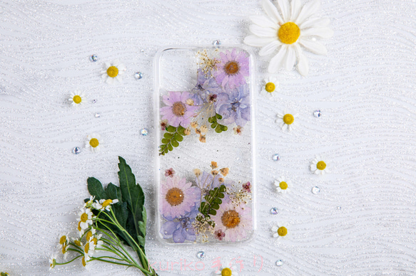全機種対応iPhone Xperia Galaxy マホケース 押し花ケース 人気 押し花 ❀ケース 花束 花物語 3枚目の画像