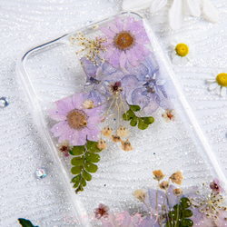 全機種対応iPhone Xperia Galaxy マホケース 押し花ケース 人気 押し花 ❀ケース 花束 花物語 4枚目の画像