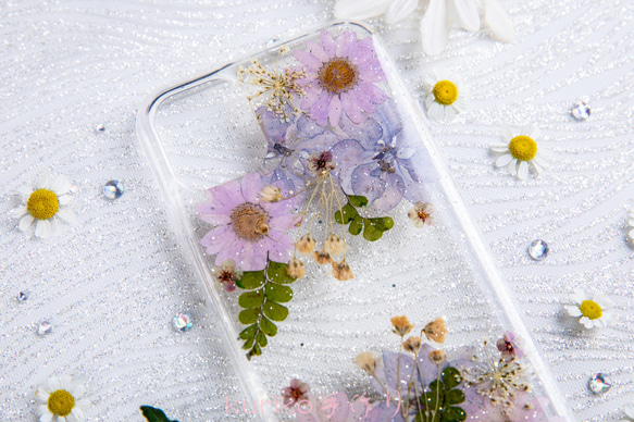 全機種対応iPhone Xperia Galaxy マホケース 押し花ケース 人気 押し花 ❀ケース 花束 花物語 4枚目の画像