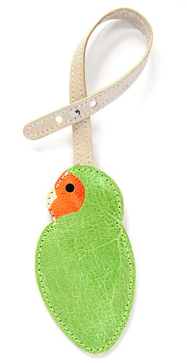 コザクラインコのチャーム ・グリーン×オレンジ[受注製作品]