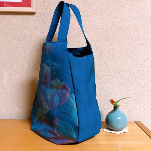 帯リメイクチューリップバッグ 正絹名古屋帯リメイクバッグ ちょっとスマート☆細身