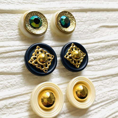 ハンドメイドボタンカボションピアス用セット ⑥