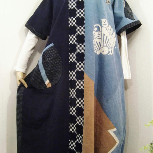 ☆蝶/油単（大風呂敷）無地 書生他 型染 刺し子 M～XL ワイドな 