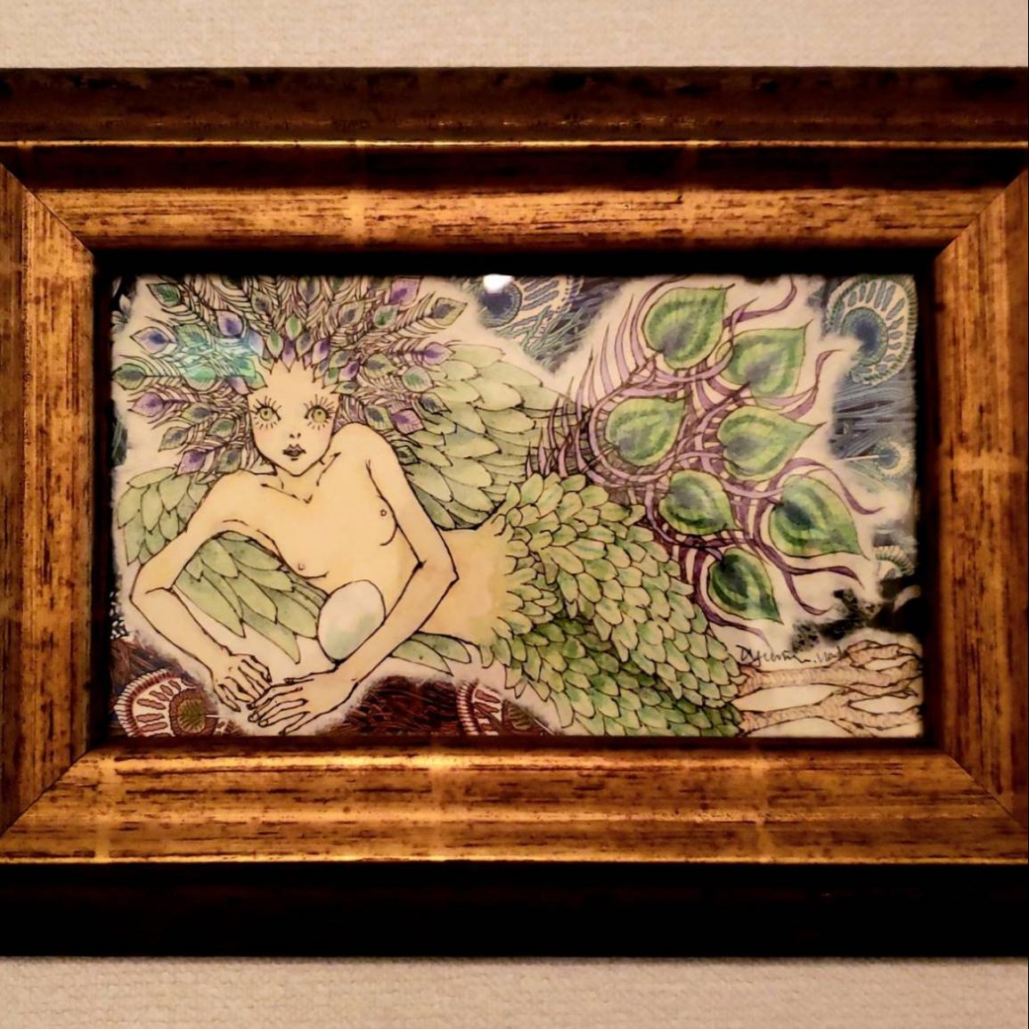 陳家蘭” 水彩画 原画 額装済 送料無料 和紙、ファブリック