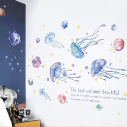M282ウォールステッカー 宇宙 惑星 海 クラゲ剥がせるシール部屋飾りインテリア 3枚目の画像