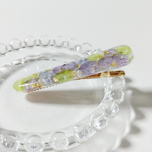 紫陽花ヘアクリップ 紫陽花ヘアアクセサリー レジン プリザーブド ...