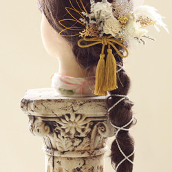 成人式 髪飾り セシル 組紐アレンジ A:ホワイトゴールド 水引 色打掛 結婚式 白無垢 和装 神前式 K_0419a 2枚目の画像