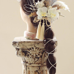 成人式 髪飾り セシル 組紐アレンジ D:胡蝶蘭シルバー 水引 色打掛 結婚式 白無垢 和装 神前式 K_0419e 2枚目の画像