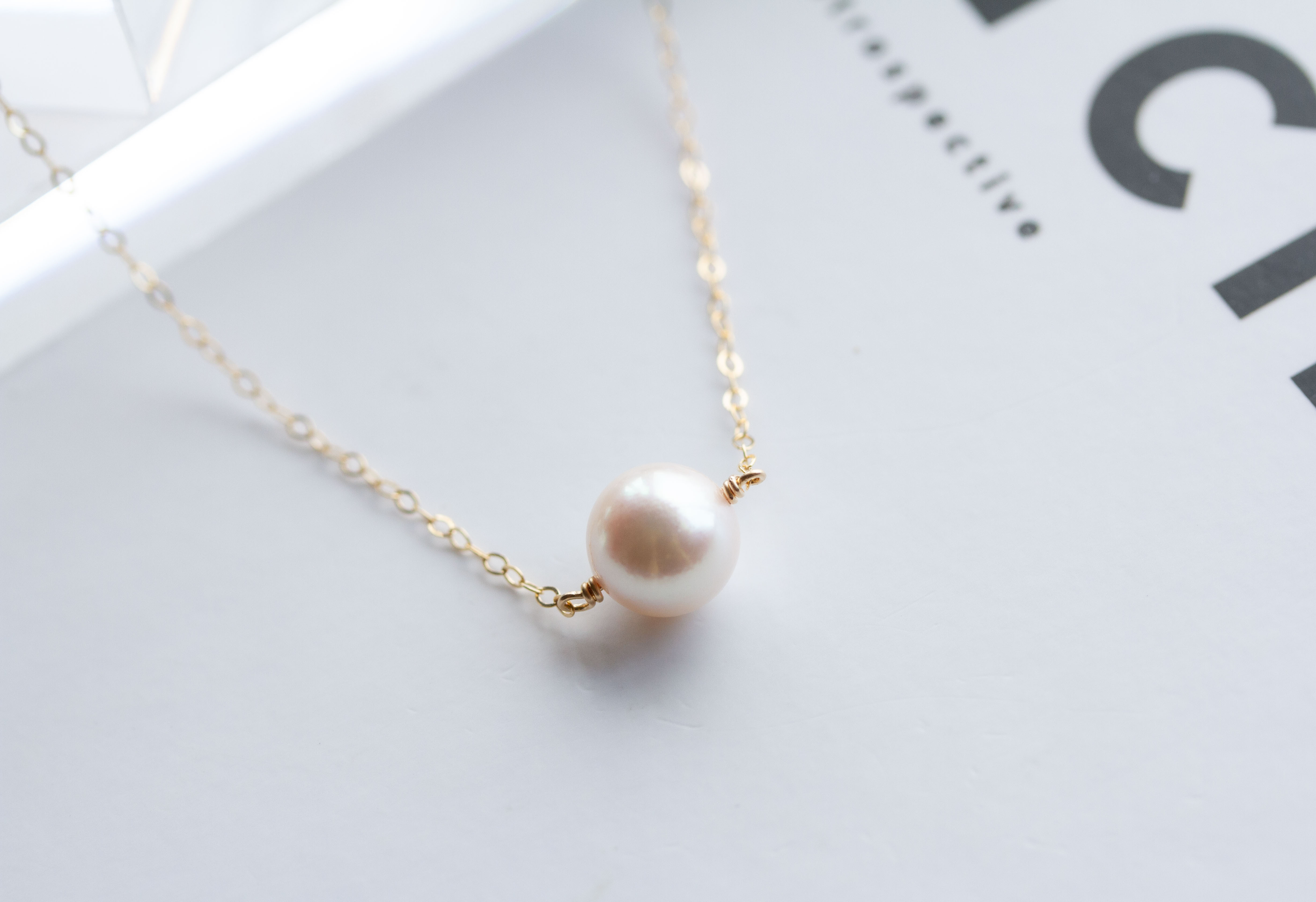 あこや真珠 一粒ネックレス　14kgf