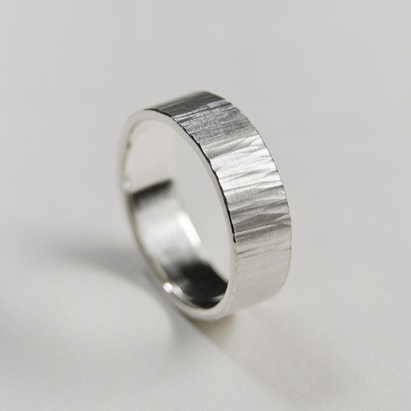 つや消し縦槌目 シルバーフラットリング 6.0mm幅 MATTE VERTICAL｜SILVER RING｜660 4枚目の画像