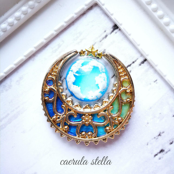 暗闇で光る【 天空 の 紋章 ポニーフック 】 レジン アクセサリー 蓄光