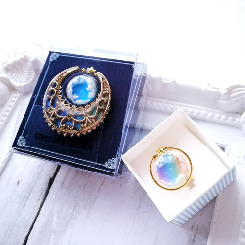 暗闇で光る【 天空 の 紋章 ポニーフック 】 レジン アクセサリー 蓄光 
