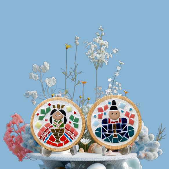 タイルモザイクでお雛様をつくりました^_^