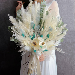 受注制作】“volume” ターコイズブルー ドライフラワークラッチブーケ  