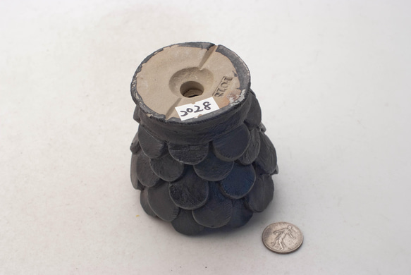 #陶器製（2号ポット相当）植木鉢 QAcブラック-2028 3枚目の画像