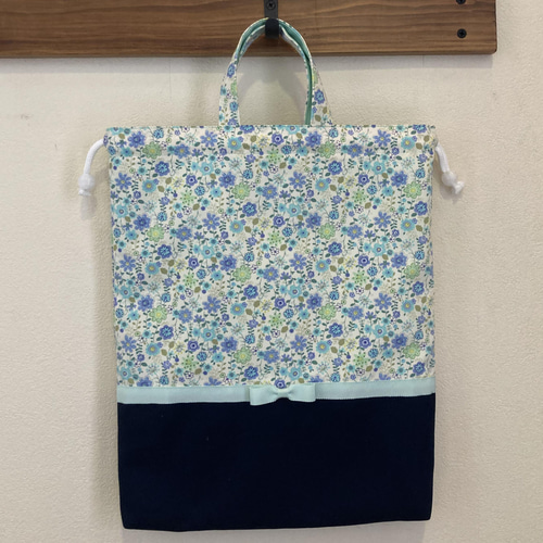 オーダー】レッスンバッグリボン柄紺