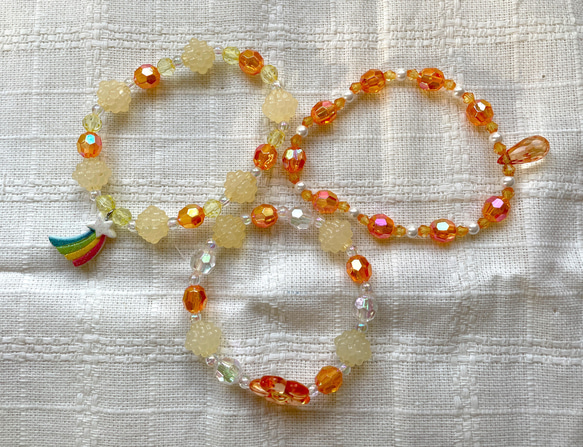 子ども向け＊ビーズブレスレット(3本セット) ブレスレット 青星 通販