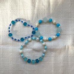 子ども向け＊ビーズブレスレット(2本セット・青) no.ff-4 ブレスレット