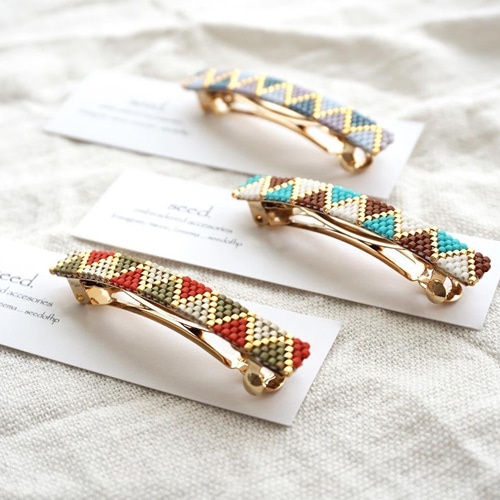 再販3 ビーズステッチのバレッタ〜S〜 バレッタ seed. 通販