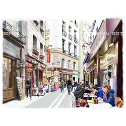 ポストカード ヨーロッパ風景画（組み合わせ自由4枚セット1.000円）No.199   パリ　サン・セブラン通り　 1枚目の画像
