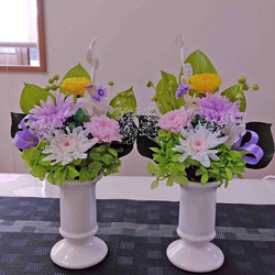 プリザーブドフラワー仏花　お供えの花　花器付　一対 pre0297ca2_2308.jpg