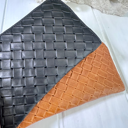 【受注生産】メッシュ加工のオイルレザー☆L字ファスナー長財布『coronコロン』Black&Brown 7枚目の画像