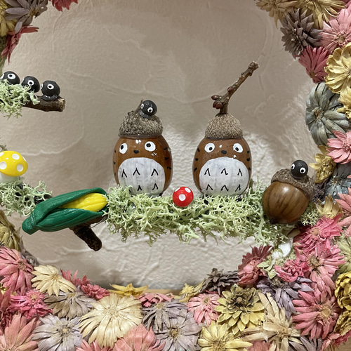 ☆森の春ドライフラワーリース どんぐり③ ドライフラワー さくら