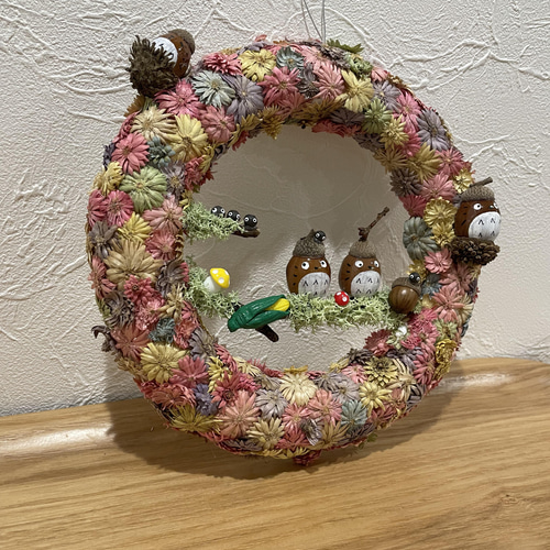 ☆森の春ドライフラワーリース どんぐり③ ドライフラワー さくら