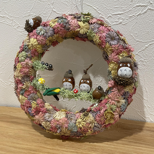 ☆森の春ドライフラワーリース どんぐり③ ドライフラワー さくら