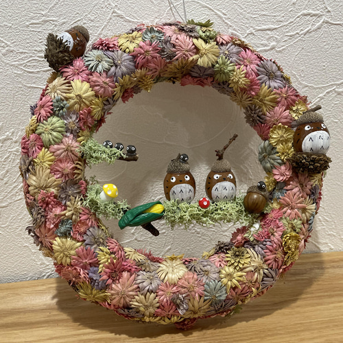 ☆森の春ドライフラワーリース どんぐり③ ドライフラワー さくら