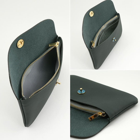 ドイツシュリンク 可愛い かぶせ型 本革 レディース 長財布 マグネットボタン グリーン（※ダークグリーン） 4枚目の画像