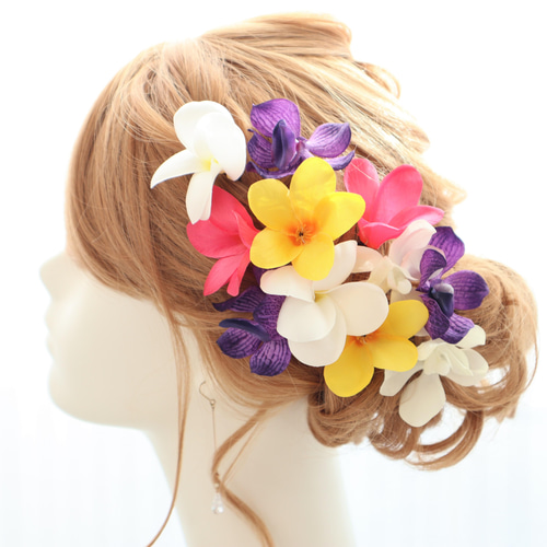 ヘッドドレス プルメリア☆ラン☆ビビッド 結婚式☆ウェディング