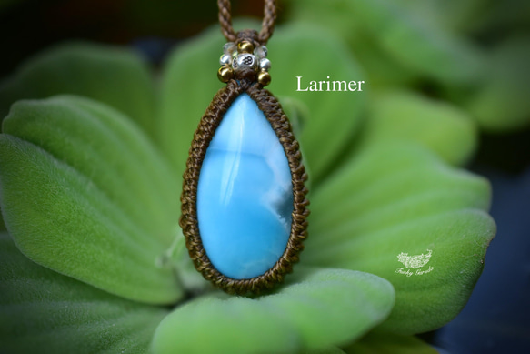 めちゃくちゃ濃い✨️ラリマー 葉型ペンダント マクラメ めちゃくちゃ濃い✨️ラリマー 葉型ペンダント マクラメ