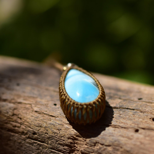 ブルーの風☆高品質☆ラリマー マクラメペンダント88 ネックレス