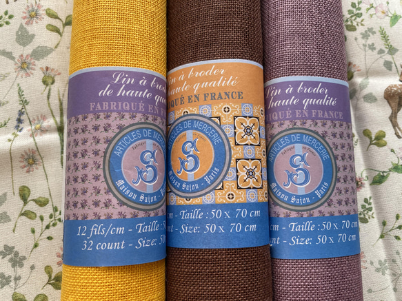 フランス！『SAJOU(サジュー)　クロスステッチ刺繍布　約50×70cm』～32ct　marron　茶色～ 3枚目の画像
