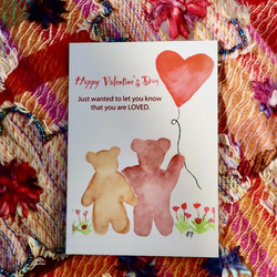 3枚セット・ミニメッセージカード２枚・手作り・バレンタインポストカード・水彩画イラストポストカード 4枚目の画像