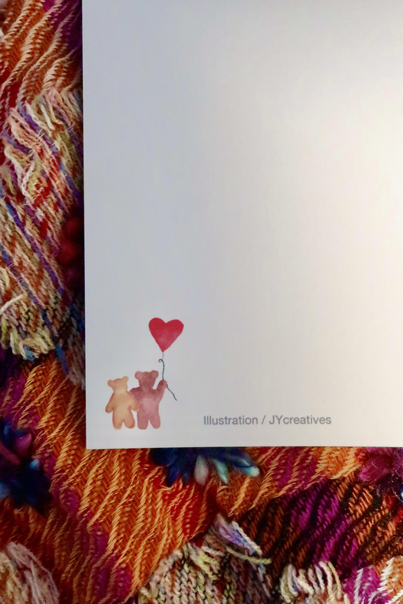3枚セット・ミニメッセージカード２枚・手作り・バレンタインポストカード・水彩画イラストポストカード 9枚目の画像